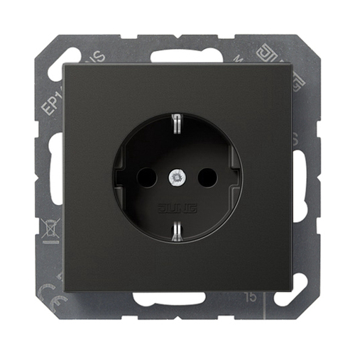 Розетка Jung ECO PROFI, скрытый монтаж, с заземлением, черный матовый, EP1420SWM