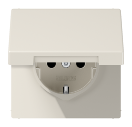 Розетка JUNG LS 990, скрытый монтаж, с заземлением, с крышкой, бежевый