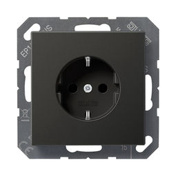 Розетка Jung ECO PROFI, скрытый монтаж, с заземлением, черный матовый, EP1420SWM